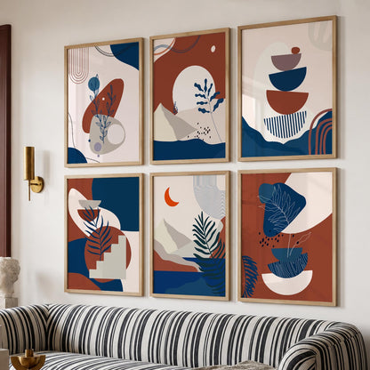 Minimal Boho Art Framed Posters for Home Living Room Bedroom and Office Wall Decor Set of 6
