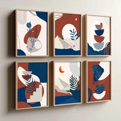 Minimal Boho Art Framed Posters for Home Living Room Bedroom and Office Wall Decor Set of 6