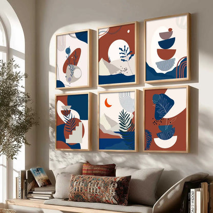 Minimal Boho Art Framed Posters for Home Living Room Bedroom and Office Wall Decor Set of 6