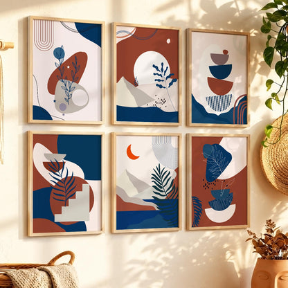 Minimal Boho Art Framed Posters for Home Living Room Bedroom and Office Wall Decor Set of 6