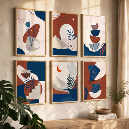 Minimal Boho Art Framed Posters for Home Living Room Bedroom and Office Wall Decor Set of 6