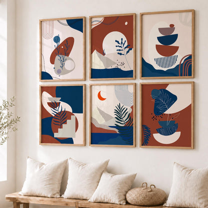 Minimal Boho Art Framed Posters for Home Living Room Bedroom and Office Wall Decor Set of 6