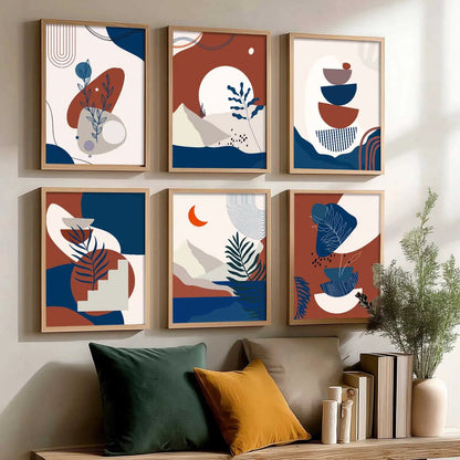 Minimal Boho Art Framed Posters for Home Living Room Bedroom and Office Wall Decor Set of 6