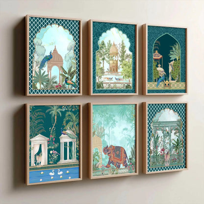 Traditional Indian Inspired Madhubani Art Prints with Frame for Living Room