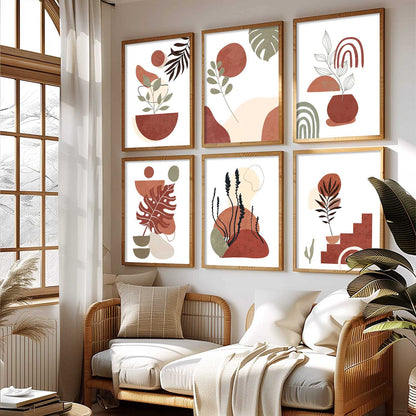 Minimal Boho Art Framed Posters for Home Living Room Bedroom and Office Wall Decor Set of 6