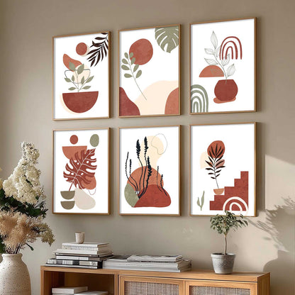 Minimal Boho Art Framed Posters for Home Living Room Bedroom and Office Wall Decor Set of 6