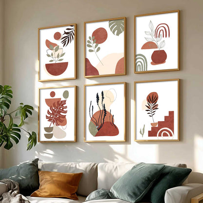 Minimal Boho Art Framed Posters for Home Living Room Bedroom and Office Wall Decor Set of 6