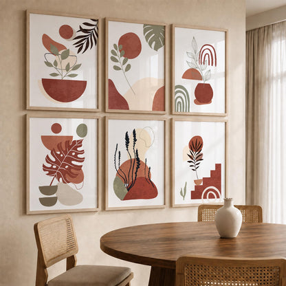 Minimal Boho Art Framed Posters for Home Living Room Bedroom and Office Wall Decor Set of 6