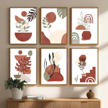 Minimal Boho Art Framed Posters for Home Living Room Bedroom and Office Wall Decor Set of 6