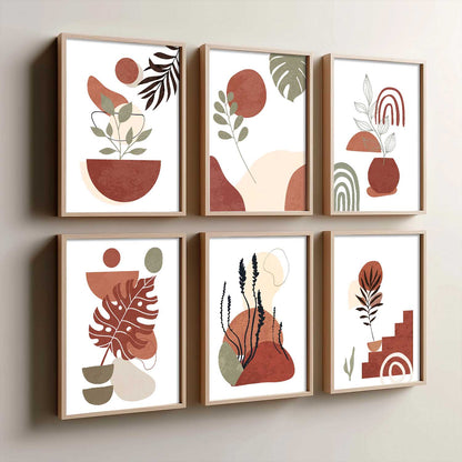 Minimal Boho Art Framed Posters for Home Living Room Bedroom and Office Wall Decor Set of 6