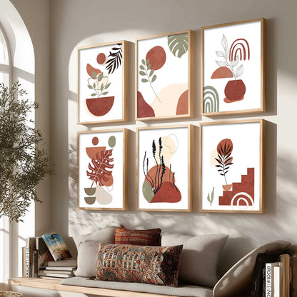 Minimal Boho Art Framed Posters for Home Living Room Bedroom and Office Wall Decor Set of 6