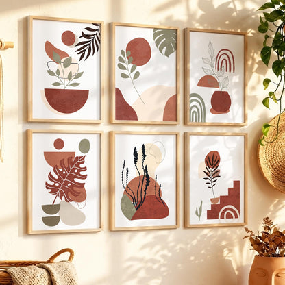 Minimal Boho Art Framed Posters for Home Living Room Bedroom and Office Wall Decor Set of 6