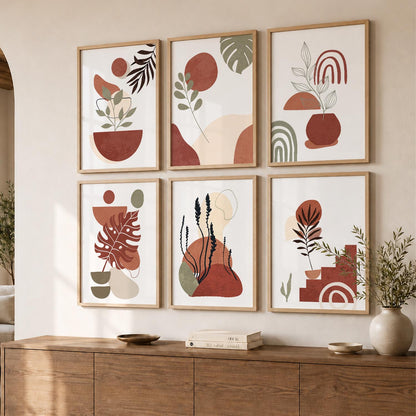 Minimal Boho Art Framed Posters for Home Living Room Bedroom and Office Wall Decor Set of 6