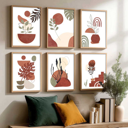 Minimal Boho Art Framed Posters for Home Living Room Bedroom and Office Wall Decor Set of 6