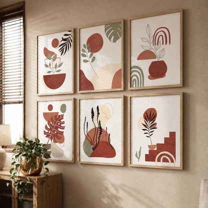 Minimal Boho Art Framed Posters for Home Living Room Bedroom and Office Wall Decor Set of 6
