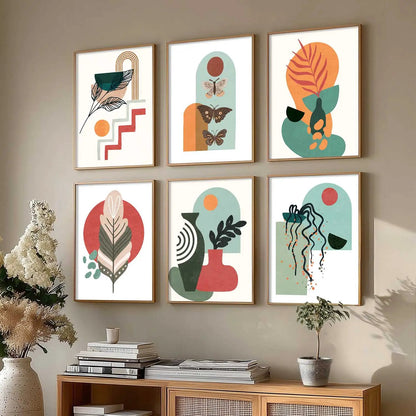 Minimal Boho Art Framed Posters for Home Living Room Bedroom and Office Wall Decor Set of 6