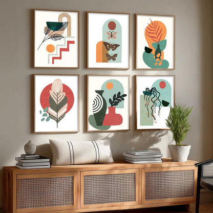 Minimal Boho Art Framed Posters for Home Living Room Bedroom and Office Wall Decor Set of 6
