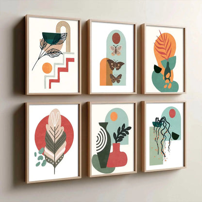 Minimal Boho Art Framed Posters for Home Living Room Bedroom and Office Wall Decor Set of 6