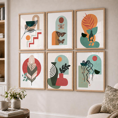 Minimal Boho Art Framed Posters for Home Living Room Bedroom and Office Wall Decor Set of 6