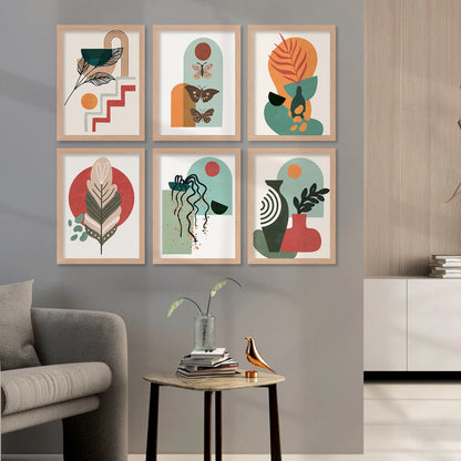 Minimal Boho Art Framed Posters for Home Living Room Bedroom and Office Wall Decor Set of 6