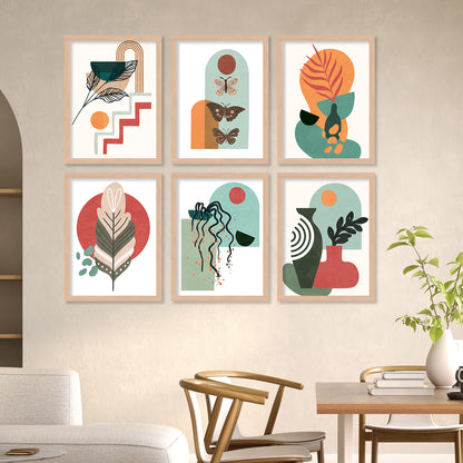 Minimal Boho Art Framed Posters for Home Living Room Bedroom and Office Wall Decor Set of 6
