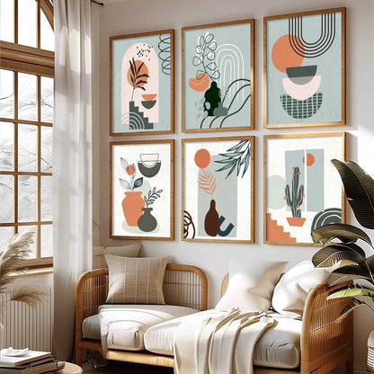 Minimal Boho Art Framed Posters for Home Living Room Bedroom and Office Wall Decor Set of 6