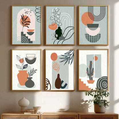 Minimal Boho Art Framed Posters for Home Living Room Bedroom and Office Wall Decor Set of 6