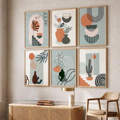 Minimal Boho Art Framed Posters for Home Living Room Bedroom and Office Wall Decor Set of 6