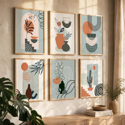 Minimal Boho Art Framed Posters for Home Living Room Bedroom and Office Wall Decor Set of 6