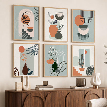 Minimal Boho Art Framed Posters for Home Living Room Bedroom and Office Wall Decor Set of 6