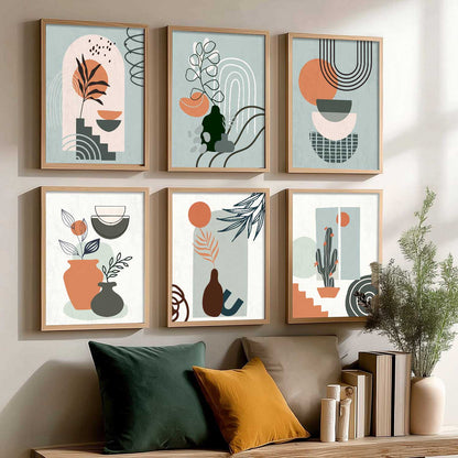 Minimal Boho Art Framed Posters for Home Living Room Bedroom and Office Wall Decor Set of 6