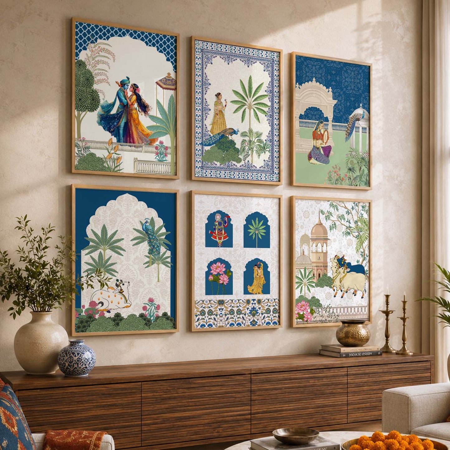 Madhubani Wall Art Prints with Frame for Wall Decor