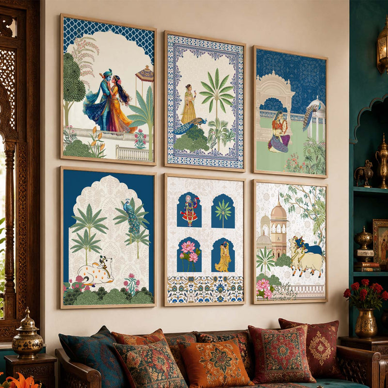 Madhubani Wall Art Prints with Frame for Wall Decor