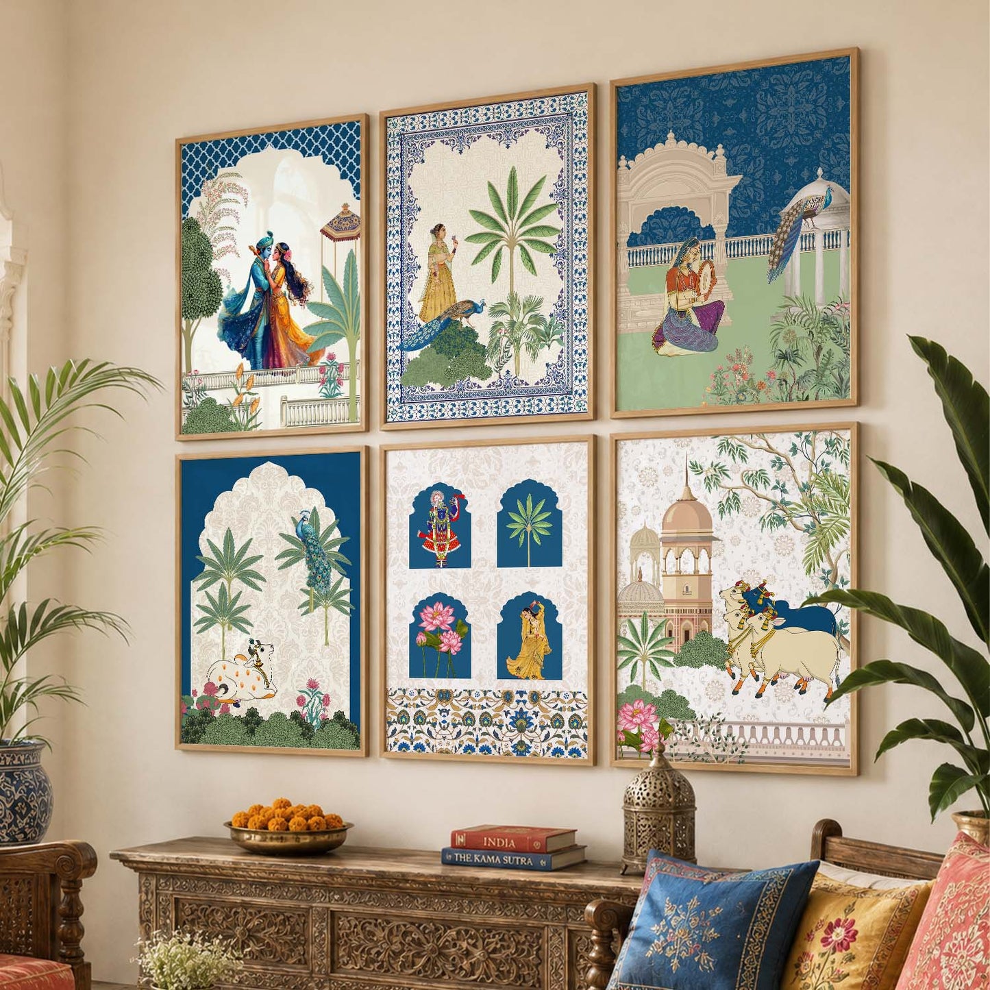 Madhubani Wall Art Prints with Frame for Wall Decor