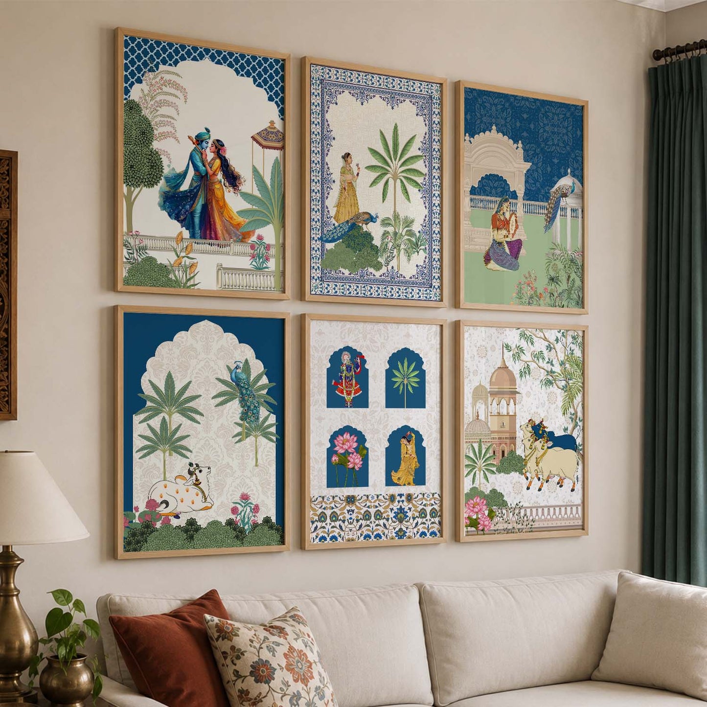 Madhubani Wall Art Prints with Frame for Wall Decor
