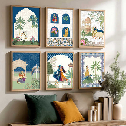 Madhubani Wall Art Prints with Frame for Wall Decor