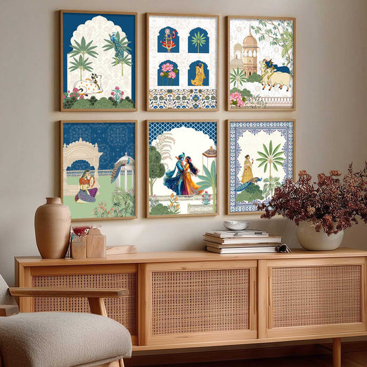 Madhubani Wall Art Prints with Frame for Wall Decor