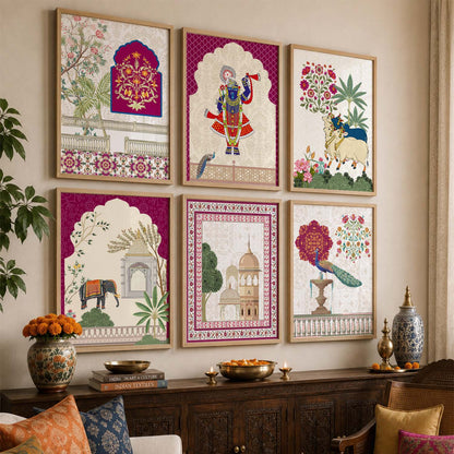 Madhubani Wall Art Prints with Frame for Wall Decor