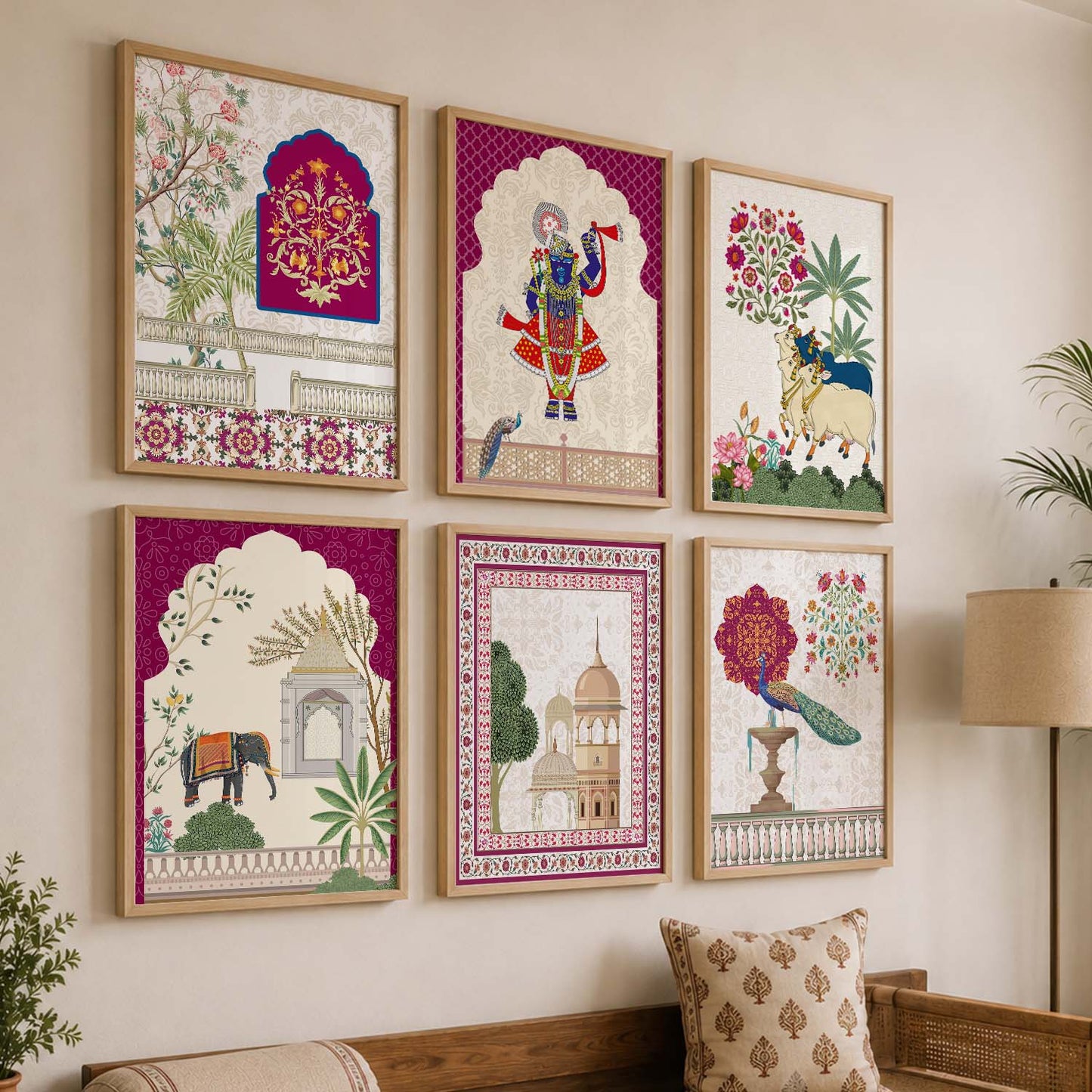 Madhubani Wall Art Prints with Frame for Wall Decor