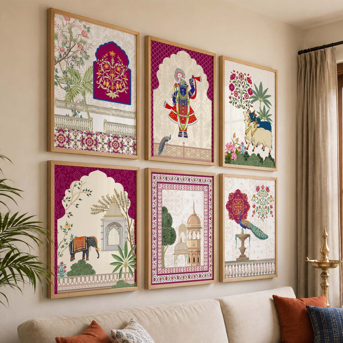 Madhubani Wall Art Prints with Frame for Wall Decor