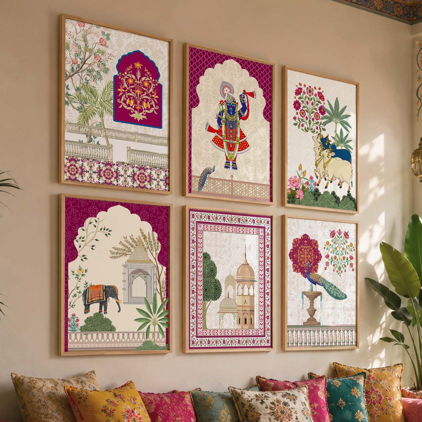 Madhubani Wall Art Prints with Frame for Wall Decor