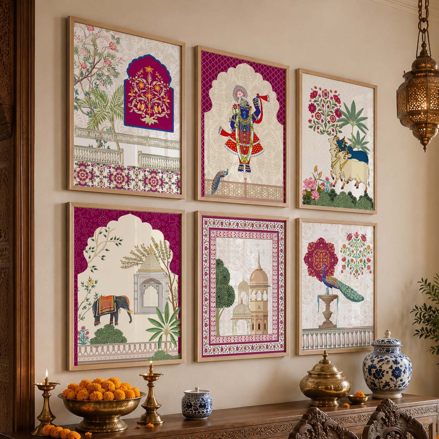 Madhubani Wall Art Prints with Frame for Wall Decor