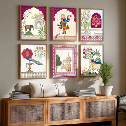 Madhubani Wall Art Prints with Frame for Wall Decor