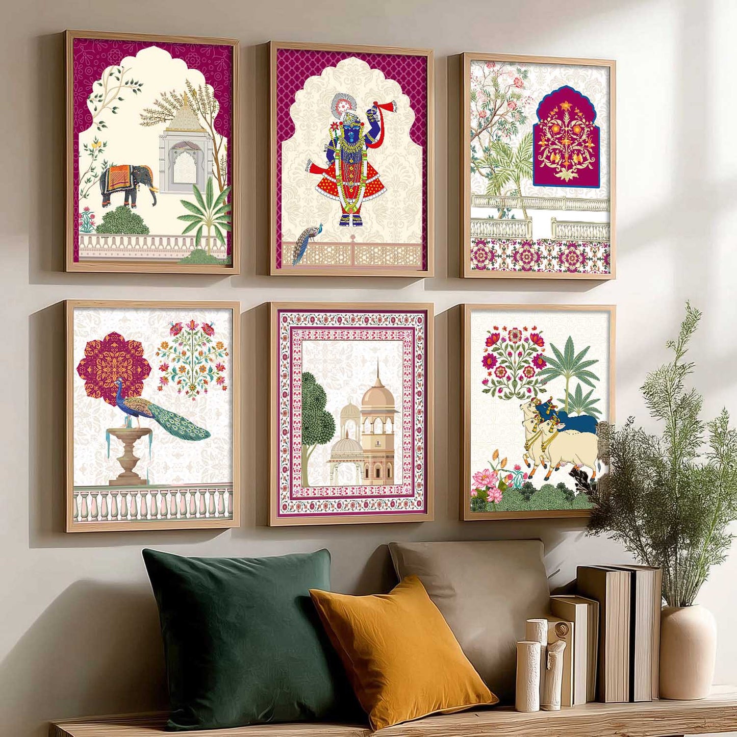 Madhubani Wall Art Prints with Frame for Wall Decor
