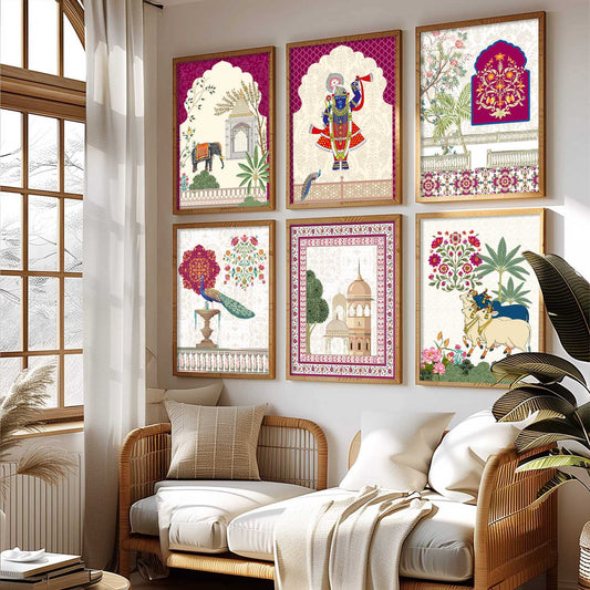 Madhubani Wall Art Prints with Frame for Wall Decor
