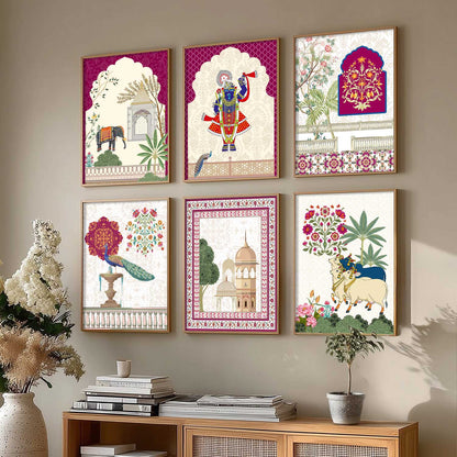 Madhubani Wall Art Prints with Frame for Wall Decor