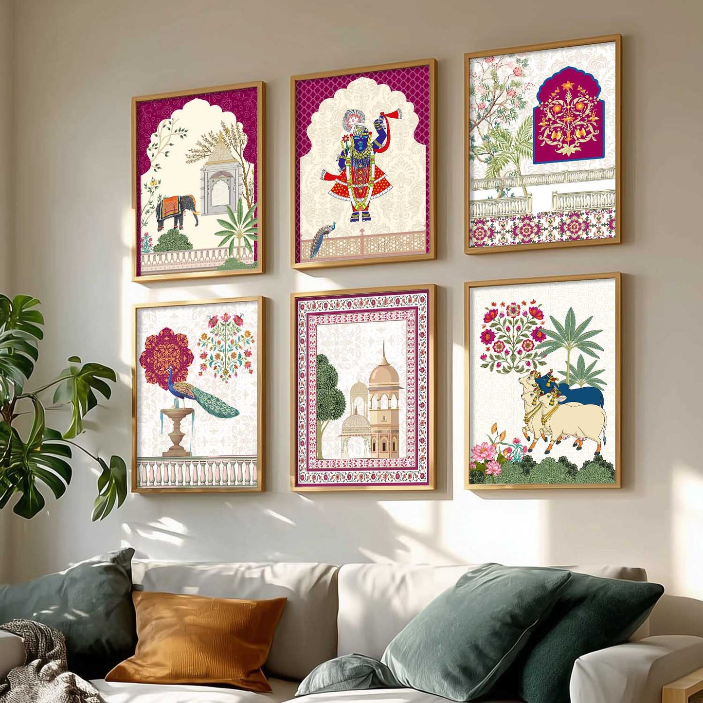 Madhubani Wall Art Prints with Frame for Wall Decor