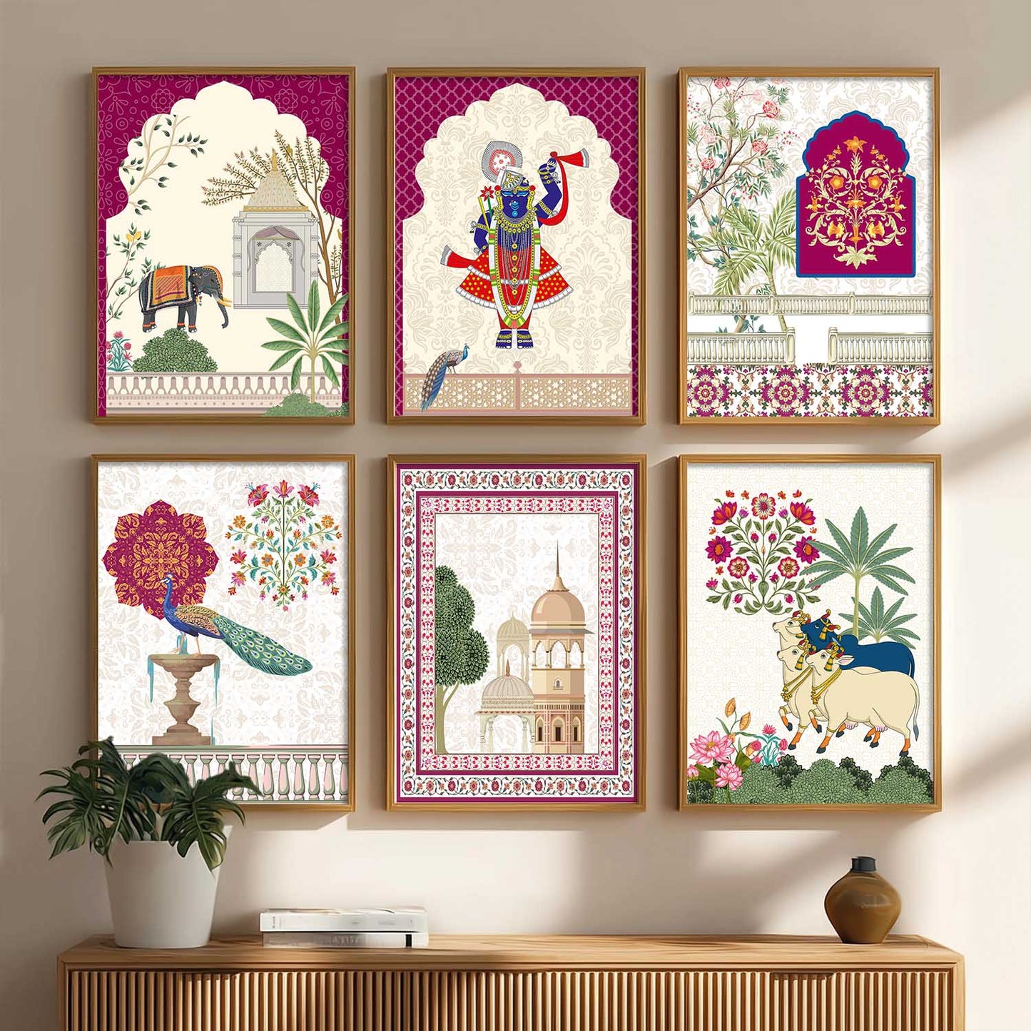 Madhubani Wall Art Prints with Frame for Wall Decor