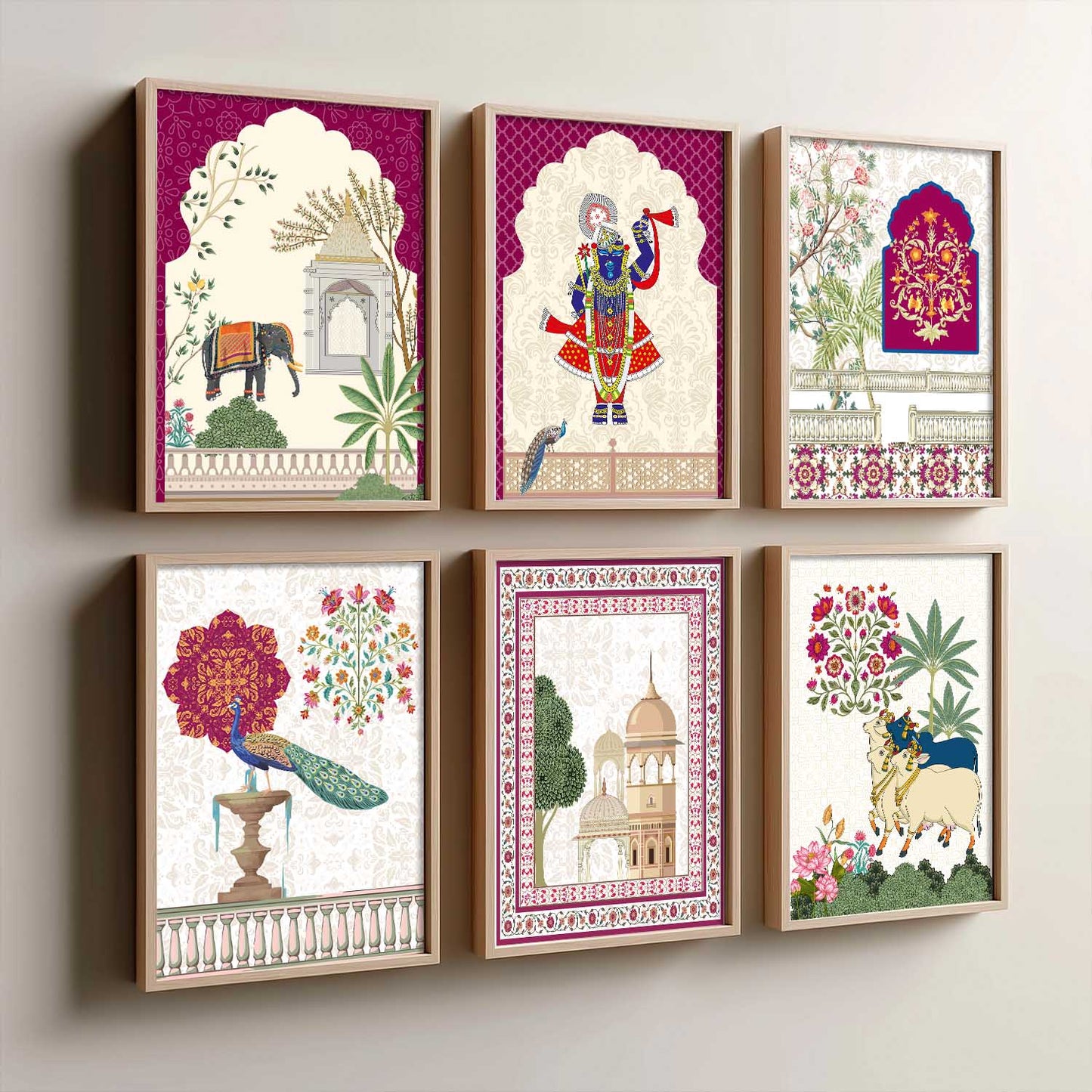 Madhubani Wall Art Prints with Frame for Wall Decor