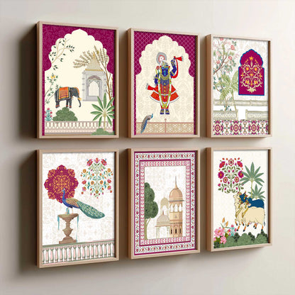 Madhubani Wall Art Prints with Frame for Wall Decor